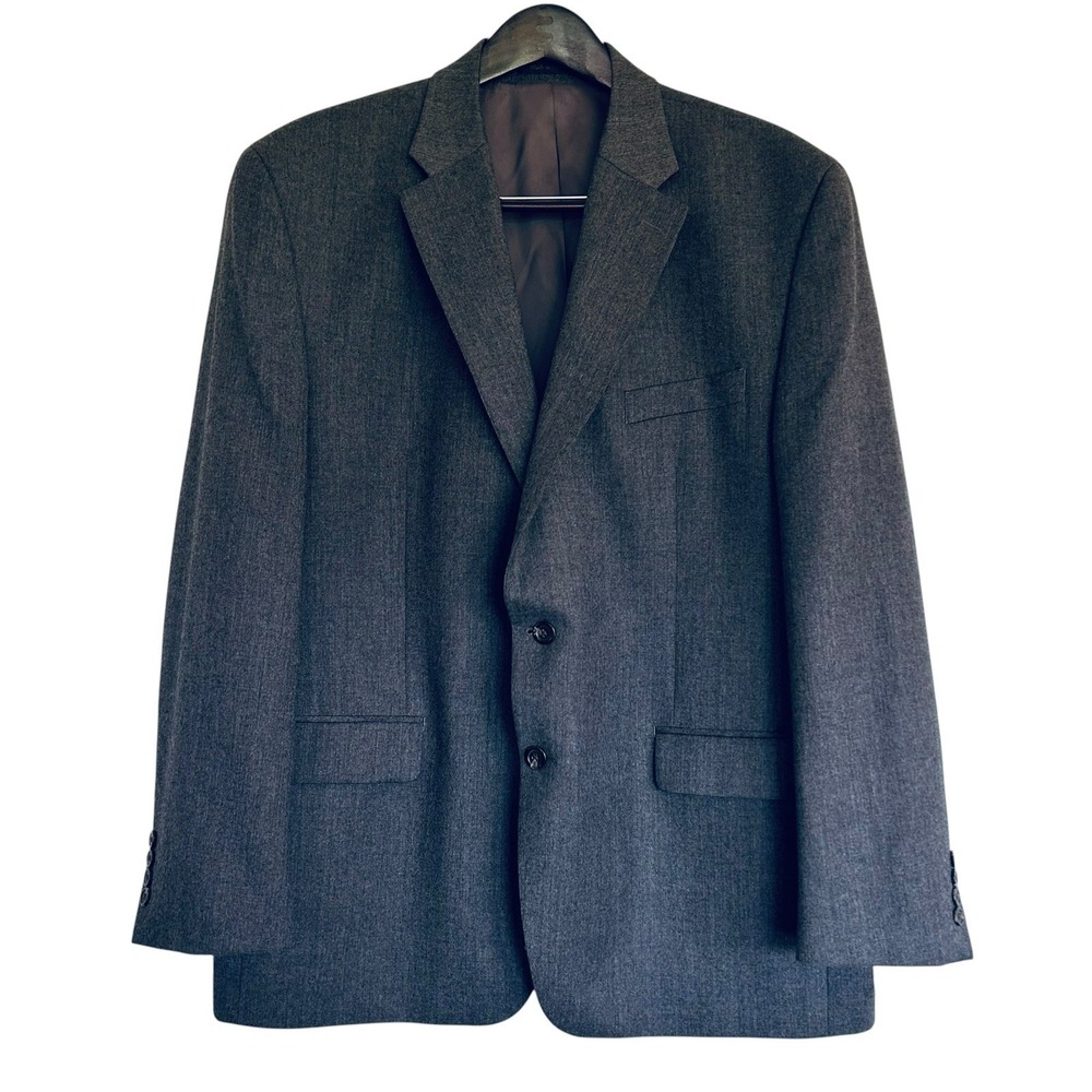 Chaps Mens 46R Gray Textured Wool Sport Coat Blazer 2 Button Single Vent